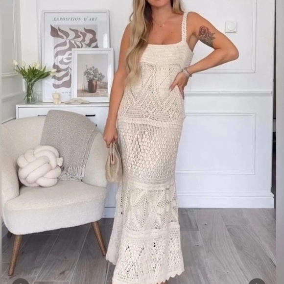 Zara limited edition sequin crochet knit maxi dress - Picture 6 of 12